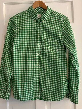 GAP "Shrunken Boyfriend" green gingham shirt Size M